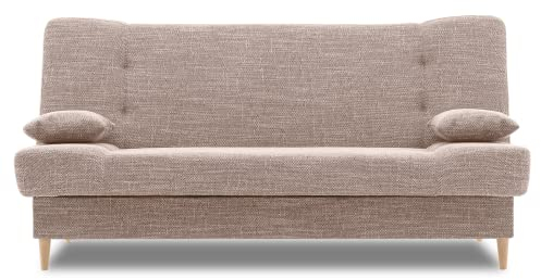 Klappcouch BIBBI 200x96 mit schlaffunktion - Klassisch Design - Holzfüße - Auswahl an Farben - Kleines Sofa (LAWA 01)