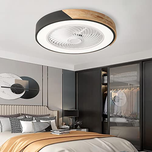 YFouCnd I Ventilateur De Plafond Silencieux Avec Lumière Et Télécommande Lampe Ventilateur Plafond Embarqué Moderne LED Réglable 6 Vitesses Dimmable Plafonnier Ventilateur Pour Chambre Enfants-Black