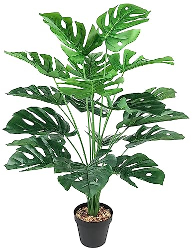 AIVORIUY Fausses Plantes en Pot Plantes Artificielles Palmier Arbre Monstera Tropical Vertes Décoration Artificiel Fleurs Soie pour Mariage Bureau Interieur ou Exterieur Decoration Moderne de 75cm