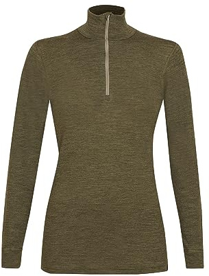 DILLING Damen Merinowolle Half-Zip Langarmshirt Midlayer Baselayer temperaturregulierend atmungsaktiv