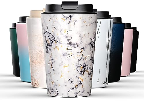 VINSUN Mug Isotherme Inox 350ml - Tasse Thermo a Café & Thé avec Couvercle - Étanche, Double Paroi, sans BPA - Gobelet a Emporter (Voyage, Voiture, Travail)