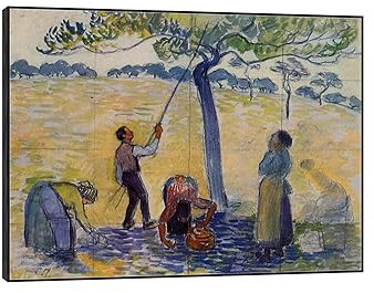 EVANEM Impressionismus Leinwand Wandkunst Bilder. Camille Pissarro Leinwandgemälde. Bumper Harvest Ölgemälde Reproduktion für Wohnkultur 80x105cm Schwarzer Rahmen
