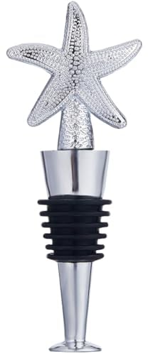 GORGECRAFT Wine Stoppers Reusable Starfish Silicone Wine Bottle Stopper Wine Toppers with Alloy Finding Accessories DIY Funny Gift for Winebottle Housewarming Holiday Christmas Halloween Wedding