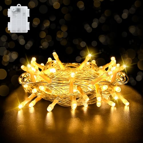 aifulo Lichterkette Außen Batterie Timer, 3M 30 LED Lichterkette mit Timer (6 Stunden AN | 18 Stunden AUS), IP65 Wasserdicht Warmweiß Lichterkette Batterie für Zimmer Party Weihnachten Innen Außen