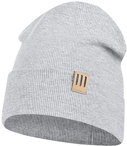 Smarilla Mütze Junge Kinder Beanie Herren gerippt, Größe: 46-48, Farbe: Lichtgrau