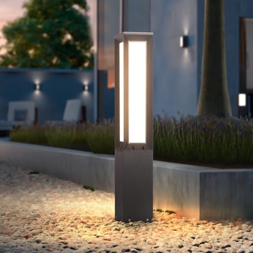 PAKEDANDUN Outdoor Pathway Lights Wired, 32 Landscape Path Light, 3000K LED Bollard Lights 120V, Modern Commercial Driveway Lamp, IP65 Waterproof Standing Lighting for Patio Garden Path Yard Walkway
