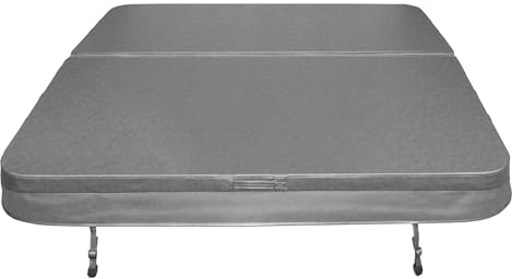 Whirlpool Abdeckung Spa Deckel 2m x 2m Sichere Outdoor-Schutzhülle Quadratisch Hardtop Wetterfest PVC-Leder UV-schimmel- und flammfest 4 x Abschließbare Gurte mit Schlüsseln 6 x Hebebügel – Grau