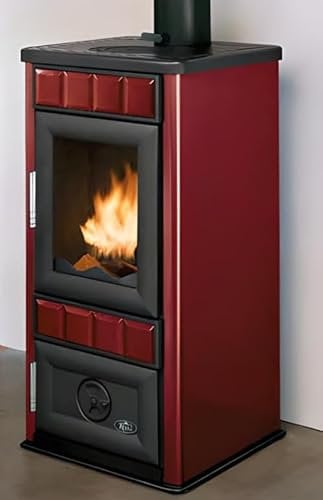 STUFA A LEGNA - Royal King S Stufa A Legna Ceramicata 6kw 46x40x90 Cm In Acciaio Rosso - PALAZZETTI