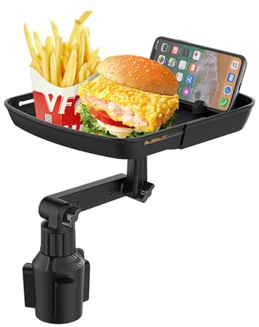 Car Cup Holder Expander & Car Tray Cup Holder Tray,Cup Holder Expander Table,Car Drink Holders Tray, 360º Adjustable Stretchable Non-Slip Car Tray, Portable Car Interior Organizer Accessories