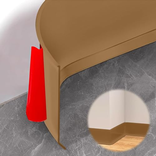 YushengTai Weichsockelleiste selbstklebend, 10cm x 3 m PVC Sockelleiste Selbstklebend, Weich Sockelleiste Abschlussleiste, Flexible skirting Board Trim für Küche und Badezimmer (Braun)