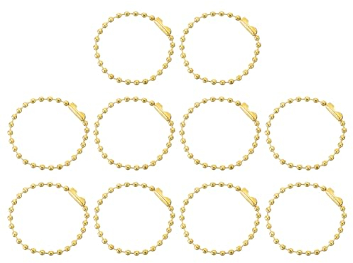 sourcing map 50pcs Ball Beads Chain 4 Inch 2.4mm Diameter Metal Dog Tag Keychain Ball Connector Clasp for Jewelry Making Necklace DIY Crafts, Gold