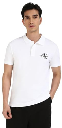 Calvin Klein Herren Poloshirt Kurzarm Monologo Regular Fit, Weiß (Bright White), M