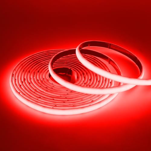 Wisada COB Neon Streifen 2m, 12V Wasserdichte IP68 Selbstklebendes Band, 320LEDs/m Superhell Flexibler Rot COB Neon LED Band, rot/weiss 2-adrig LED Lichterketten für Außen, Terrasse, Aquarium