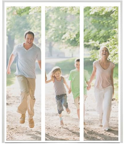 AXFZZRS Mosquitera Puerta Magnética, Blanco Doble Apertura Lateral Cortina Magnética Puerta Exterior, Cortina Mosquitera Puerta Exterior Sin Taladrar, Para Puerta de Balcón Sala de Estar, 150x210cm