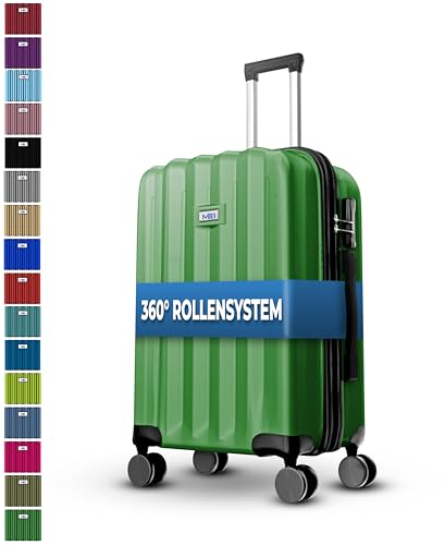 MY TRAVEL BAG Hartschalen-Koffer Trolley ABS Reisekoffer 4 Zwillingsrollen (Handgepäck-Mittel-Groß-Set) + 5cm Dehnungsfuge (Nadelwaldgrün, Großer Koffer (75cm))