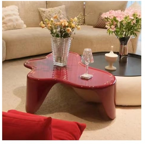 YVZYLXH Couchtisch Wohnzimmertisch Coffee Table Modern Beistelltisch Wohnzimmertisch irregulär Kaffeetisch,Modern Tisch für Schlafzimmer Wohnzimmer Büro Hotel(Rosso)