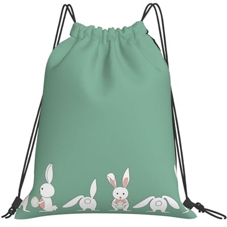 YHBLYKXP Rucksack mit Osterhasen-Druck, Kordelzug, Sportrucksäcke, Weiss/opulenter Garten, Einheitsgröße, Rucksack, Rucksäcke