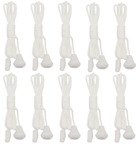 PGKDYC 10Pcs Replacement Cord Pull for Ceiling Switch, 1.5m Length White Nylon Pull Cord Light, Pull Cord Switch, Manual Operation