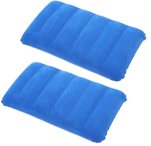tintoke 2 Stück Aufblasbares Kissen Camping Reisekissen Luftkissen Kopfkissen Velour Kissen, Nackenkissen Strandkissen, für Outdoor Reisen, Wandern (Königsblau)