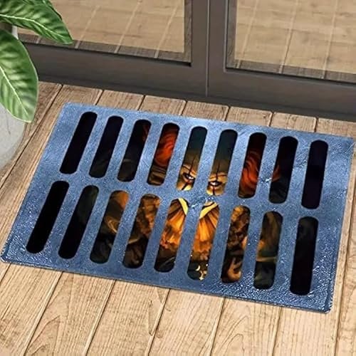 SINGBUNY Halloween Theme 3D Effect Of Clown Under Manhole Cover Carpet, Halloween Clown Drain Doormat, Home Decoration Horror Movie Clown Halloween Area Floor Rug (02#)
