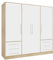 möbelando Drehtürenschrank >Jupiter< 4 Türen, 6 Schübe, Sonoma Eiche Dekor/Weiss - 206,5x200x60cm (BxHxT)