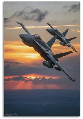 Fighter Jet Poster F-18 Hornet Fighter Fighter Aircraft dekoratives Gemälde auf Leinwand, Kunstbild, 30 x 45 cm