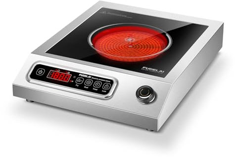1800W Electric Hot Plate with Infrared Heating and 9 Power Levels, Commercial Grade Countertop Burner, Ceramic Stove with Timer, Child Safety Lock