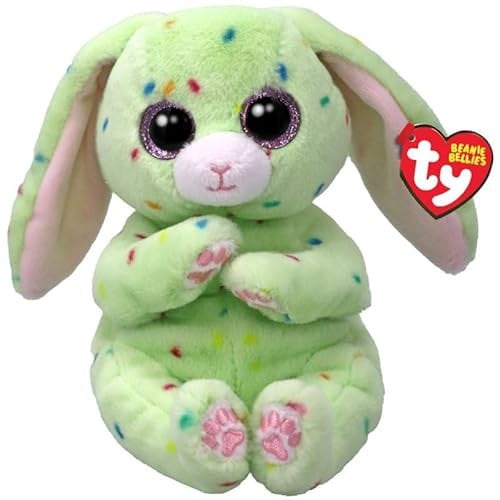 Ty Beanie Bellies – Fern der grüne Osterhase mit Glitzeraugen, die kuscheligen Plüschtiere mit weichem Bauch originell Ostern – 20 cm – T41514
