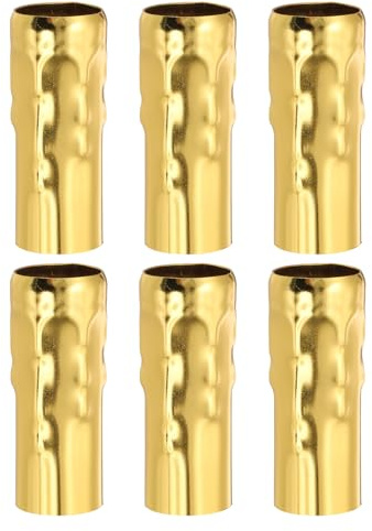 PATIKIL Lot de 6 manchons en métal E14 pour bougies de 6,1 cm de haut avec base de candélabre qui coule - Accessoires de base d'ampoule pour lampes d'éclairage, bricolage, natation - Doré
