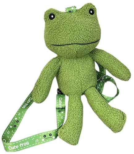 CATIEBYE Kawaii Plüsch Frosch Rucksack Mit Verstellbarem Schultergurt Niedliche Umhängetasche Für Erwachsene Für Partys Reisen Und Alltag Verspielte Frosch-bag Für Gelegenheiten