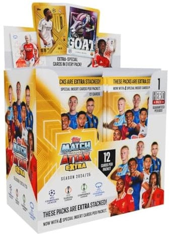 Topps Match Attax 24/25 EXTRA - Full Box - enthält 24 Päckchen (288 Karten) Display Box
