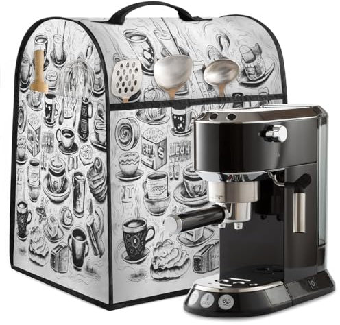 Mexpekil Coffee Maker Machine Dust Covers with Top Handle, Coffee Bread Sketch Kitchen Mixer Stand Jacket Blender Dust Resistant Protective Cover
