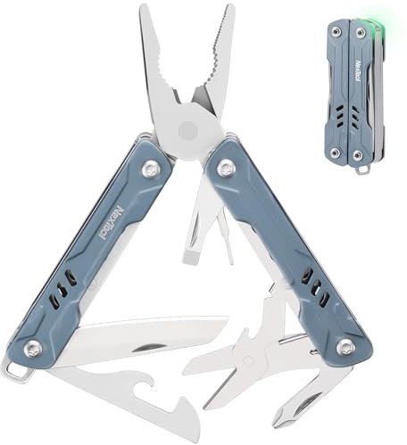 NexTool Multitool Mini Sailor S11, 11-in-1 Compact Multitool with Needle-Nose Pliers, Scissors, SIM Card Extractor and Screwdriver for EDC, Fishing, Camping, Repairs, Gifts for Men-Blue
