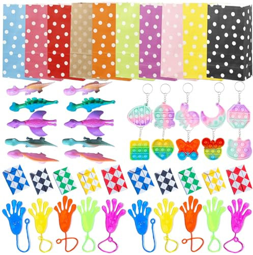 40 Pezzi Gadget Compleanno Bambini con Borsa Regalo, Regalini Fine Festa Compleanno, Colorati Manina Appiccicosa, Regalo Feste per Bambini Bambina