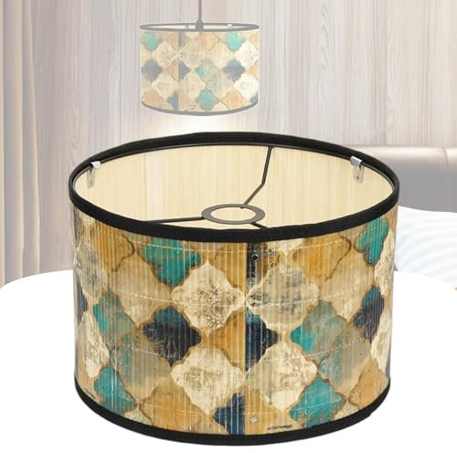 bangminda 30 cm Pantalla de Lámpara de Pie Cilíndrica E27 Cubierta de Lámpara de Tambor para Lámpara de Mesa Pantalla Retro de Bambú para Lámpara de Techo y de Noche para Hogar Hotel