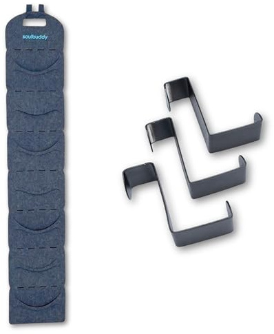 Soulbuddy Cap Organizer für 7 Caps & 3 Türhaken | Aufbewahrung für Schirmmützen | Hängeregal für Kappen | Hat Storage | Baseball Cap Halter