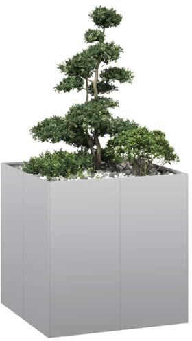 HaoChrymec Pflanzkübel aus Verzinktem Stahl, 80 x 80 x 80 cm, Offener Boden, Pflanzkübel für Balkon, Terrasse, Garten, Blumentöpfe Outdoor