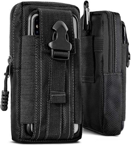 ONEFLOW Survival Case für Google Pixel 10 Pro Handy Gürteltasche aus Nylon mit Karabiner, Taktische EDC Tasche mit Gürtel Halterung, Etui Handyhülle Outdoor Handytasche, Schwarz