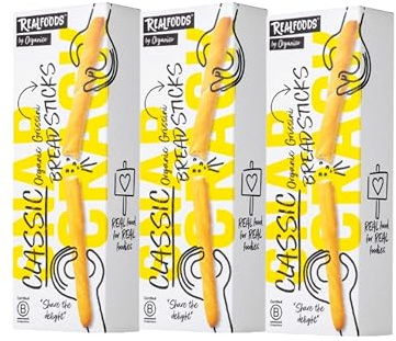 Realfoods by Organico | Organic Classic Italian Breadsticks with Extra Virgin Olive Oil, 120g (Pack of 3)