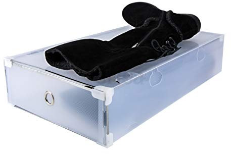 Periea 'Rosa' Stackable Shoe Drawers – Strong Plastic & Metal Frame, Interlockable Storage for Boots – Pack of 4