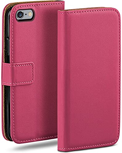 moex Book Case für iPhone 6s Plus / 6 Plus Handyhülle mit Kartenfach, Hülle klappbar 360 Grad Schutzhülle, Klapphülle Flip Case Cover, PU Leder Handytasche Lederhülle, Pink