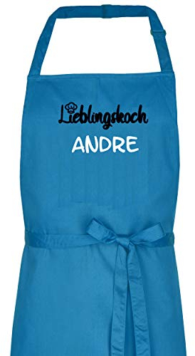 Wolimbo Kochschürze mit Namen - türkis - Grillschürze Küchenschürze personalisiert mit verstellbarem Nackenband - Schürze selbst gestalten mit Motiv