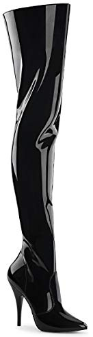 Pleaser SEDUCE-3010 Damen Langschaft Stiefel, Schwarz (Blk Pat), 43