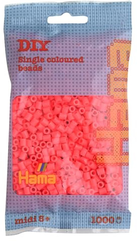 Hama Beads Bag | Approx. 1000 Midi Fuse Beads | Mosaic Decoration Arts & Craft for Creative Children Ages 5+ | Flurescent Cerise