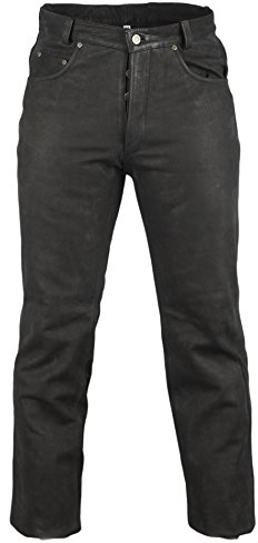 MDM Lederjeans Bikerjeans Western Nubuk Leder schwarz Motorradjeans Hose Lederhose