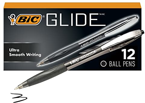 Bic Vcg11bk Atlantis Original Retractable Ballpoint Pen, Black Ink, Medium, 1Mm, Dozen