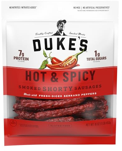 Duke's Pork Hot & Spicy Smoked Shorty Sausages, 16 oz.