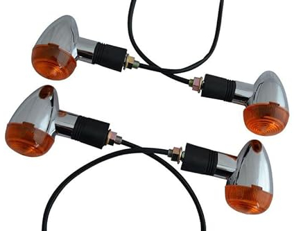 Alchemy Parts Blinker Motorrad - Homologated - 2 Paar Chrom Klassisch Stil Kugel Retro