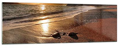 Panorama Bilder auf Glas 160x50cm Glasbild Strand Wolken Abend Küste Groß XXL Wanddeko Bild im Glas Schlafzimmer Küche Wandbilder Dekoration Wohnzimmer Modern Wand Kunstdruck Art GAB160x50-2527