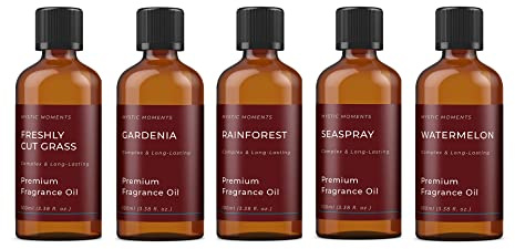 Mystic Moments | Mutter Natur Duftöle Geschenk-Starterset | 5 x 100ml Premium Duft Oils | Seaspray, Gardenia, Wassermelone, Frischly Cut Grass, Rainforest | Aromatic Ambience Boost